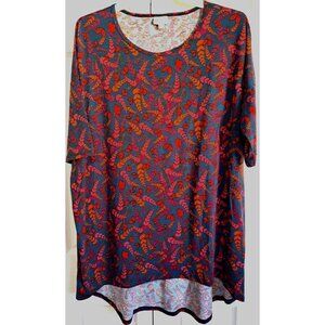 LuLaRoe Women's XL Multicolor Leaf Print Short Sleeve Scoop Neck Tunic